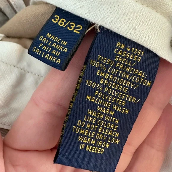 Polo Ralph Lauren Khaki Chinos Embroidered Crest Pants 36x32 Slim Fit - Picture 4 of 9